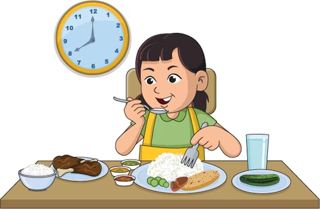 Düzensiz yemek yiyen çocuk görseli